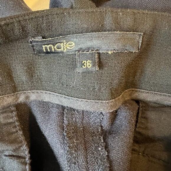 Maje Tuxedo Stripe Dress Pants Navy Wool US 4 FR 36 Preppy City Career Paris - Picture 9 of 12